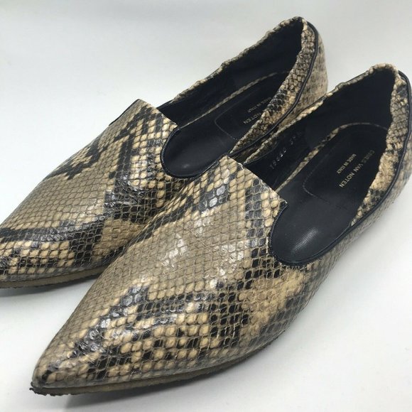 Dries Van Noten Embossed Python Flats 38.5 Pointed - Picture 12 of 12